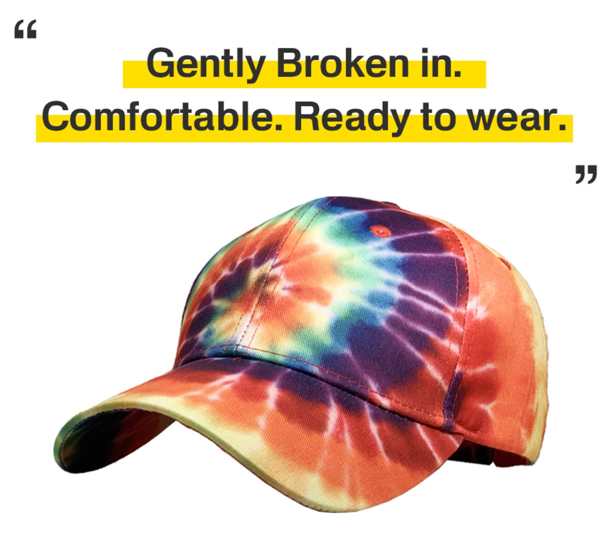 Tiedye Low Profile Baseball Caps Front Side View